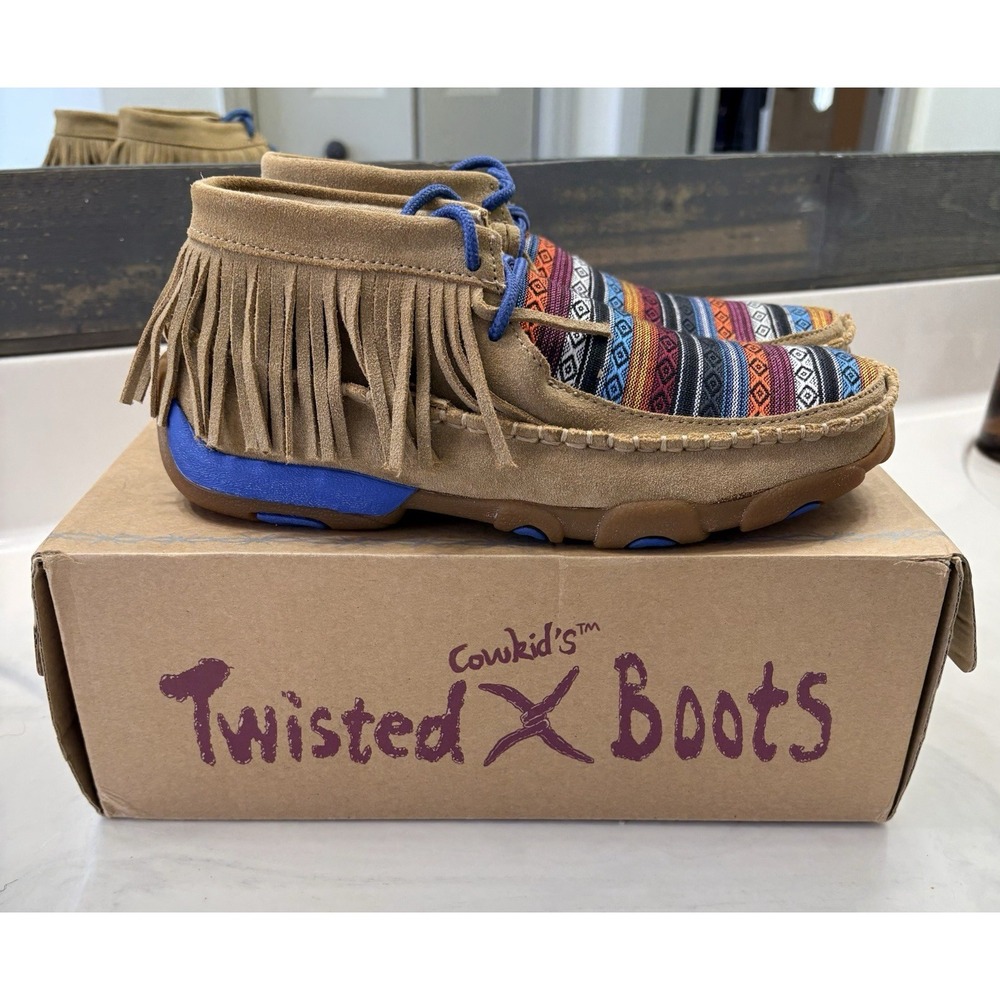 Twisted X Kid's‎ Moccasins Serape Fringe Sz 5 YDM0031